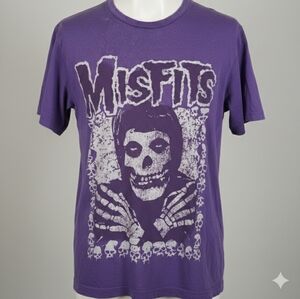 [[Misfits]] Purple Graphic Print Band T-Shirt